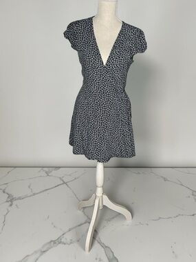 Brandy Melville | Dresses | Brandy Melville Navy Blue Floral Robbie Wrap  Dress | Poshmark
